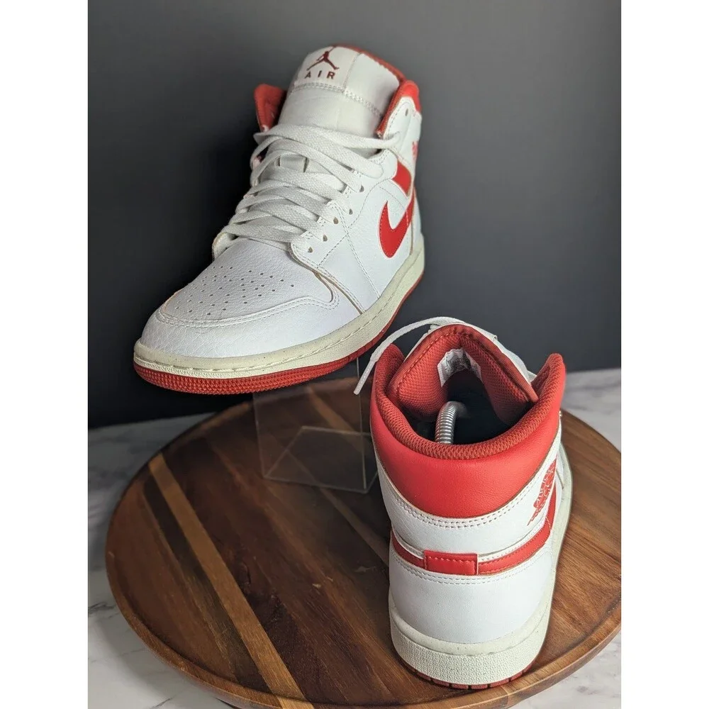 Men Nike Air Jordan 1 Mid SE Shoes White Red FJ3458-160 Size 8